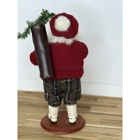 Santa Golfer Figurine with Golf Bag, Dressed In Plaid. 11 Inches Tall. - Picture 5 of 8